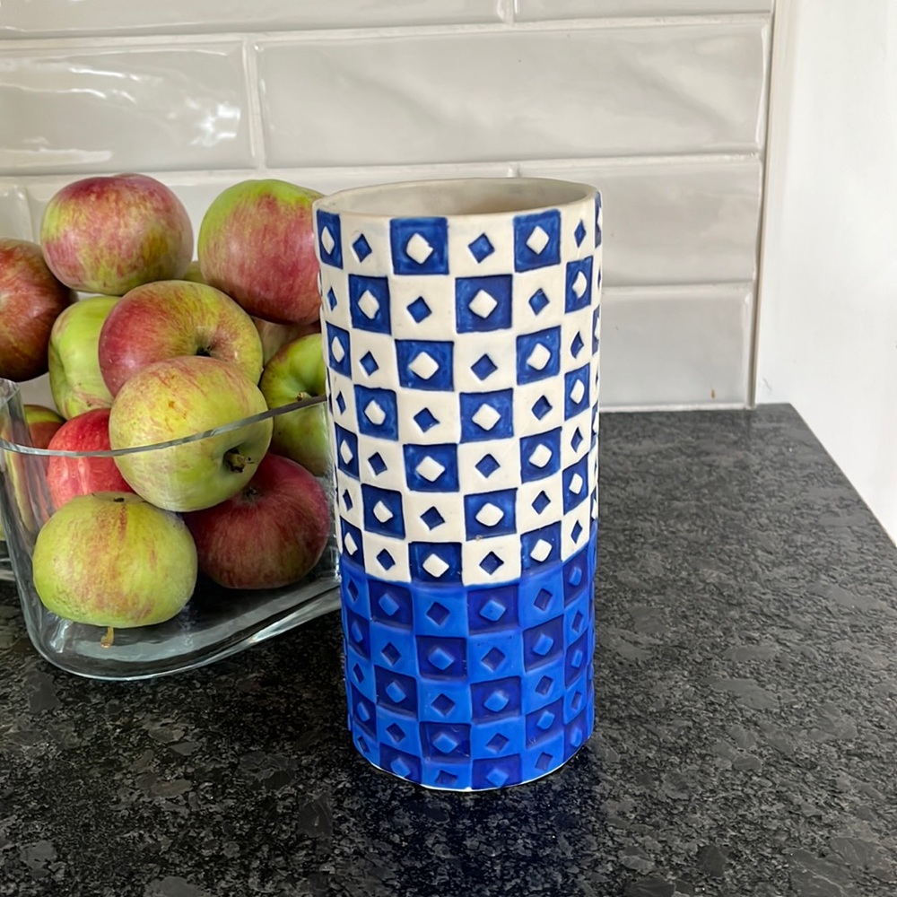 West elm checkered vase